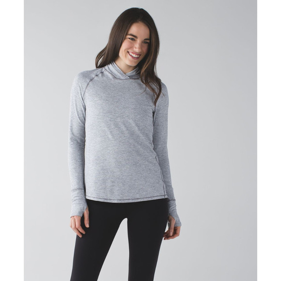 Lululemon Mock Neck Pleat Back Long Sleeve Tee White Grey 6 NWOT - Picture 3 of 14